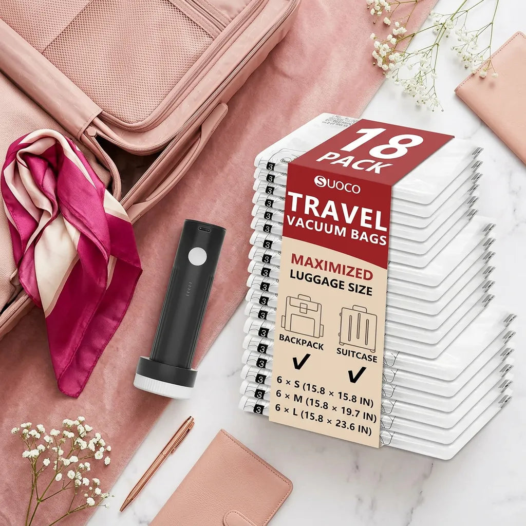 Kit Sacos a Vácuo com Bomba - Chic Travel