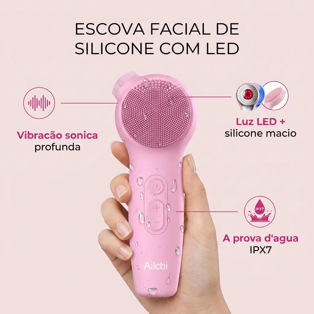 Escova Facial Sem Fio LED IPX7 - Chic Travel