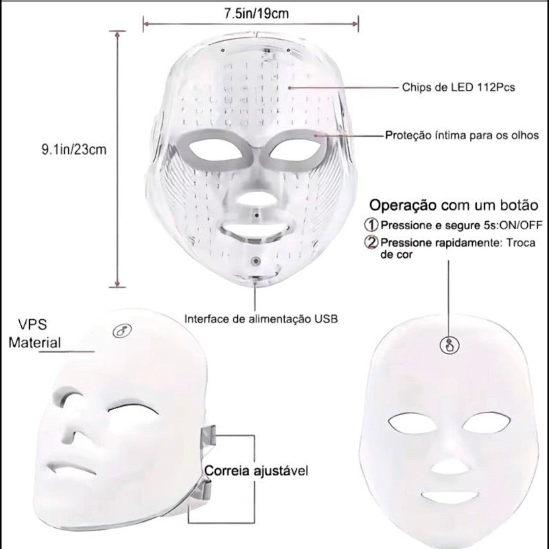 Máscara Facial LED 7 Cores - Chic Travel