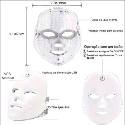Máscara Facial LED 7 Cores - Chic Travel