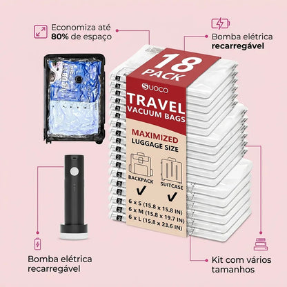 Kit Sacos a Vácuo com Bomba - Chic Travel