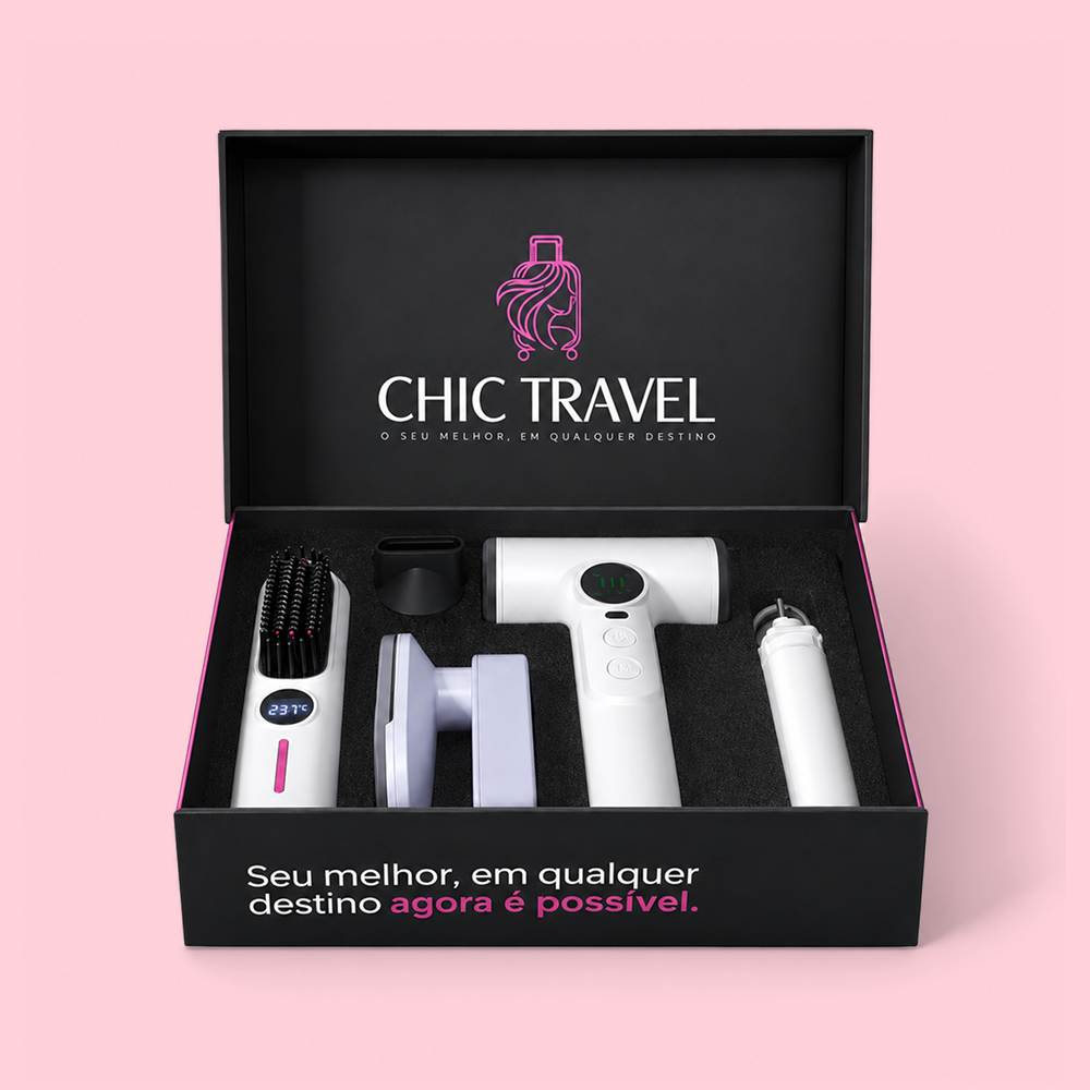 KIT Secador + Escova + Ferro de Passar - Chic Travel