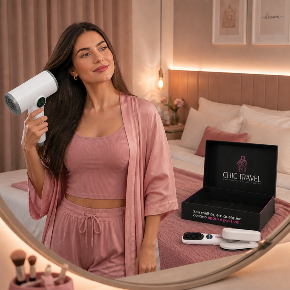 KIT Secador + Escova + Ferro de Passar - Chic Travel